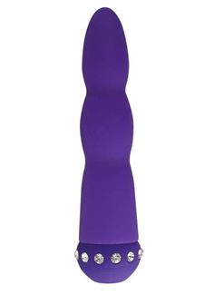 Фиолетовый вибратор WAVY WAND со стразами (14 см)