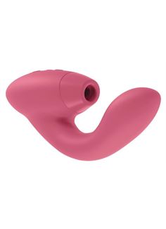 Розовый клиторальный стимулятор Womanizer DUO с вагинальным отростком
