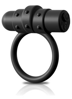 Черное перезаряжаемое эрекционное кольцо Vibrating Silicone C-Ring