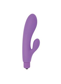 Фиолетовый вибратор с клиторальным пальчиком TINY RABBIT SILICONE (15 см)