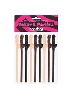 Разноцветные трубочки для коктейля в виде пенисов Willy Straws (9 шт)