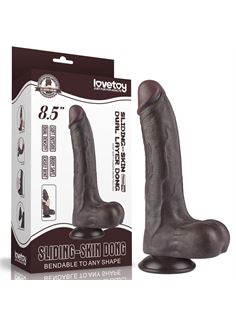 Коричневый фаллоимитатор 8.5" Sliding Skin Dual Layer Dong на присоске (22 см)