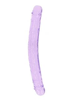 Двусторонний фиолетовый фаллоимитатор RealRock Crystal Clear Dong 13" (34 см)