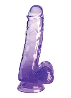Фиолетовый фаллоимитатор с мошонкой на присоске 6’’ Cock with Balls (17,8 см)