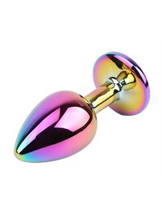 Радужная металлическая пробка Jewelled Metel Butt Plug (7,1 см)