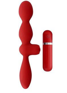 Красная анальная вибровтулка MENZSTUFF THRILLER ASS DUAL HEAD (11,5 см)