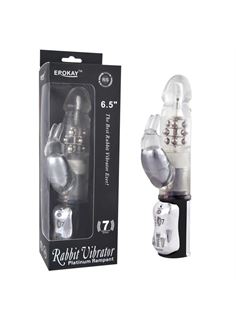 Вибратор Classicle Rabbit Silver с ротацией - 24 см.