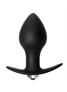 Чёрная анальная пробка с вибрацией Bulb Anal Plug (10 см)