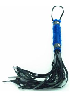Плеть из лака с синим мехом BDSM Light - 43 см.