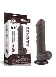 Коричневый фаллоимитатор на присоске 8" Sliding Skin Dual Layer Dong (20,8 см)