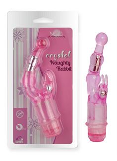 Розовый вибростимулятор Crystal Naughty Rabbit (20 см)