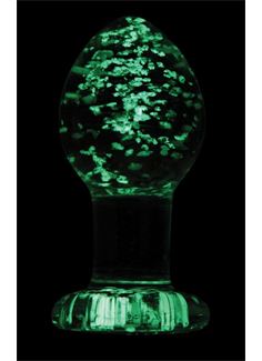 Прозрачная анальная пробка Glass Plug Medium светящаяся в темноте (8 см.)