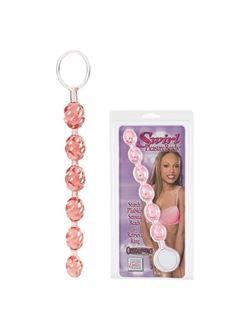 Розовая анальная цепочка SWIRL PLEASURE BEADS (20 см)