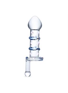 Небольшой стеклянный фаллоимитатор с ручкой Candy Land Juicer