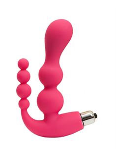 Розовый анально-вагинальный вибратор (17 см)