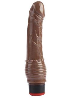 Коричневый вибратор 7.6" Vibrating Dildo (19,5 см)