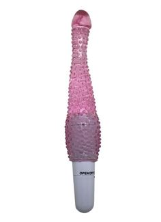 Розовый анальный вибратор с пупырышками (22 см)