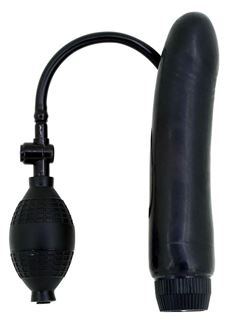 Чёрный анальный вибромассажер с расширением - 15,7 см.