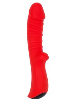 Красный вибратор Ribbed с рёбрышками (18 см)
