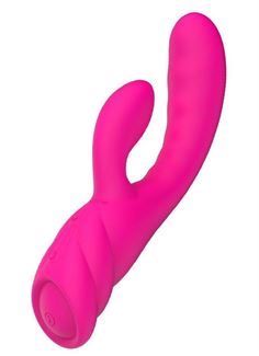 Розовый вибратор с клиторальным стимулятором Nalone PureX2 (20,7 см)