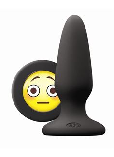 Черная силиконовая анальная пробка среднего размера Emoji OMG (10,2 см)