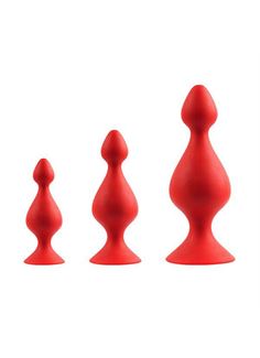 Набор из 3 красных анальных силиконовых втулок MENZSTUFF - 3-PIECE ANAL PAWN SET