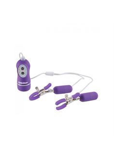 Фиолетовые зажимы на соски 10-Function Vibrating Nipple Clamps с вибрацией