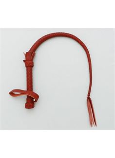 Красная кожаная плетка с рукояткой (90 см)