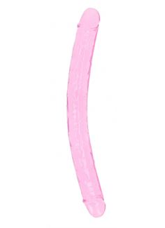 Розовый двусторонний фаллоимитатор RealRock Crystal Clear Dong 18" (45 см)