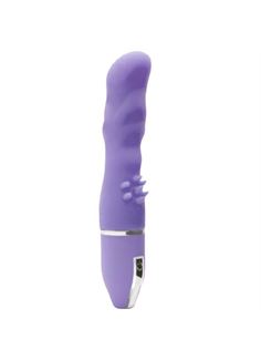 Фиолетовый вибратор PURRFECT SILICONE DELUXE VIBE с шипиками в основании (15 см)