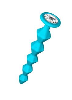 Бирюзовая анальная цепочка Buddy с кристаллом (17,7 см)