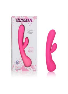 Розовый вибромассажер Impress “g” со стимуляцией клитора - 18 см.