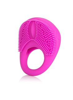 Розовое эрекционное кольцо с щеточкой и вибрацией Silicone Intimacy Enhancer