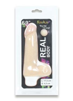 Насадка на пояс Harness с мошонкой Real body - 17,5 см.