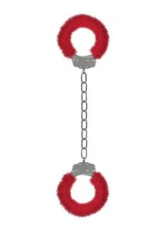 Кандалы с красным мехом Furry Ankle Cuffs