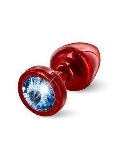 Красная пробка с голубым кристаллом ANNI round Red T1 Blue - 6 см.