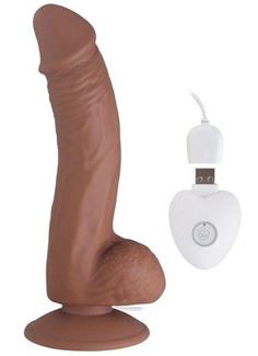 Коричневый вибратор SEDUCER 20 Function Veined Dong (20 см)
