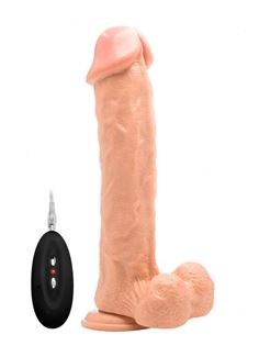 Телесный вибратор реалистик Vibrating Realistic Cock 11" With Scrotum (29,5 см)