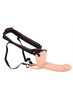 Телесный фаллопротез с вибрацией Vibrating Strap-On - 23 см.