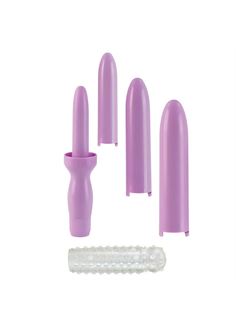 Фиолетовый вибратор Dilator Set Purple Dilator with 4 Sizes  Sleeve с насадками