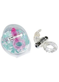 Прозрачное эрекционное виброкольцо с зайчиком 7 Speed Rabbit Cock Ring