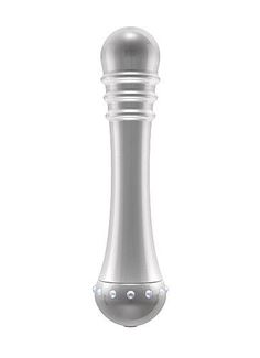 Вибратор с ребристой головкой The Emerald Silver - 16,3 см.