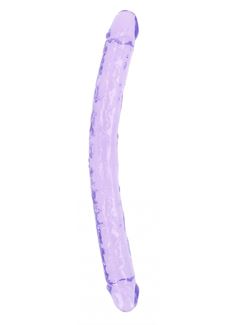 Фиолетовый двусторонний фаллоимитатор RealRock Crystal Clear Dong 18" (45 см)