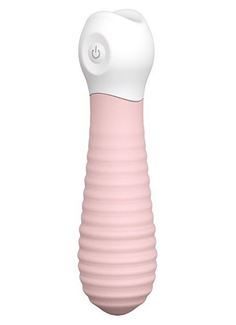 Розовый силиконовый мини-вибратор Ribbed Baby Boo (12 см)