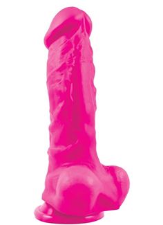 Розовый фаллоимитатор Pleasures Thick 8 Dildo - 23,9 см.