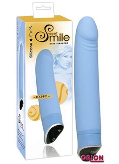 Голубой вибратор Smile Happy - 22 см.