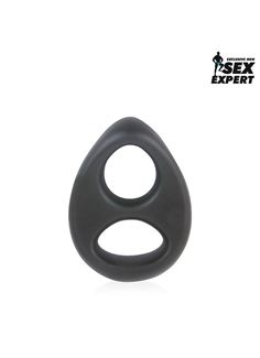 Черное силиконовое овальное эрекционное кольцо Sex Expert