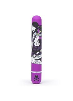 Фиолетовый вибратор с принтом CLASSIC VIBRATOR PURPLE SNAKE WOMAN - 18,4 см.