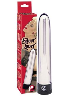 Серебристый классический вибратор Silver Lover (19 см)