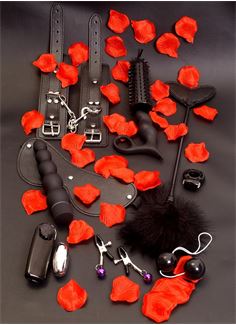 Набор чёрных вибраторов AMAZING PLEASURE SEX TOY KIT (10 предметов)